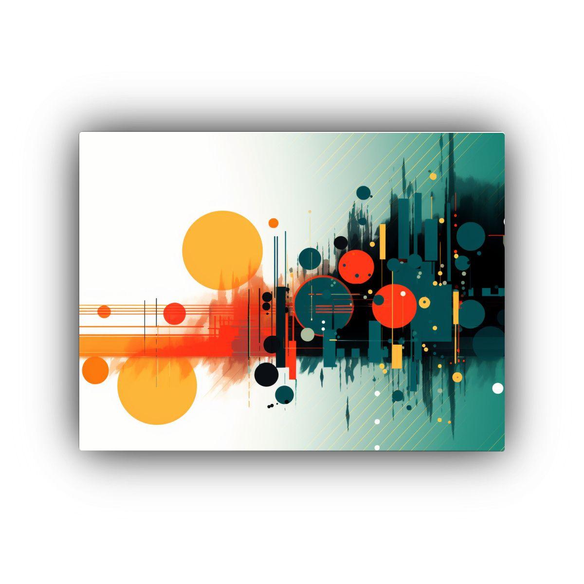 Arte Abstracto En Lienzo Con Temática Tecnológica Para Dec 90x60cm-0