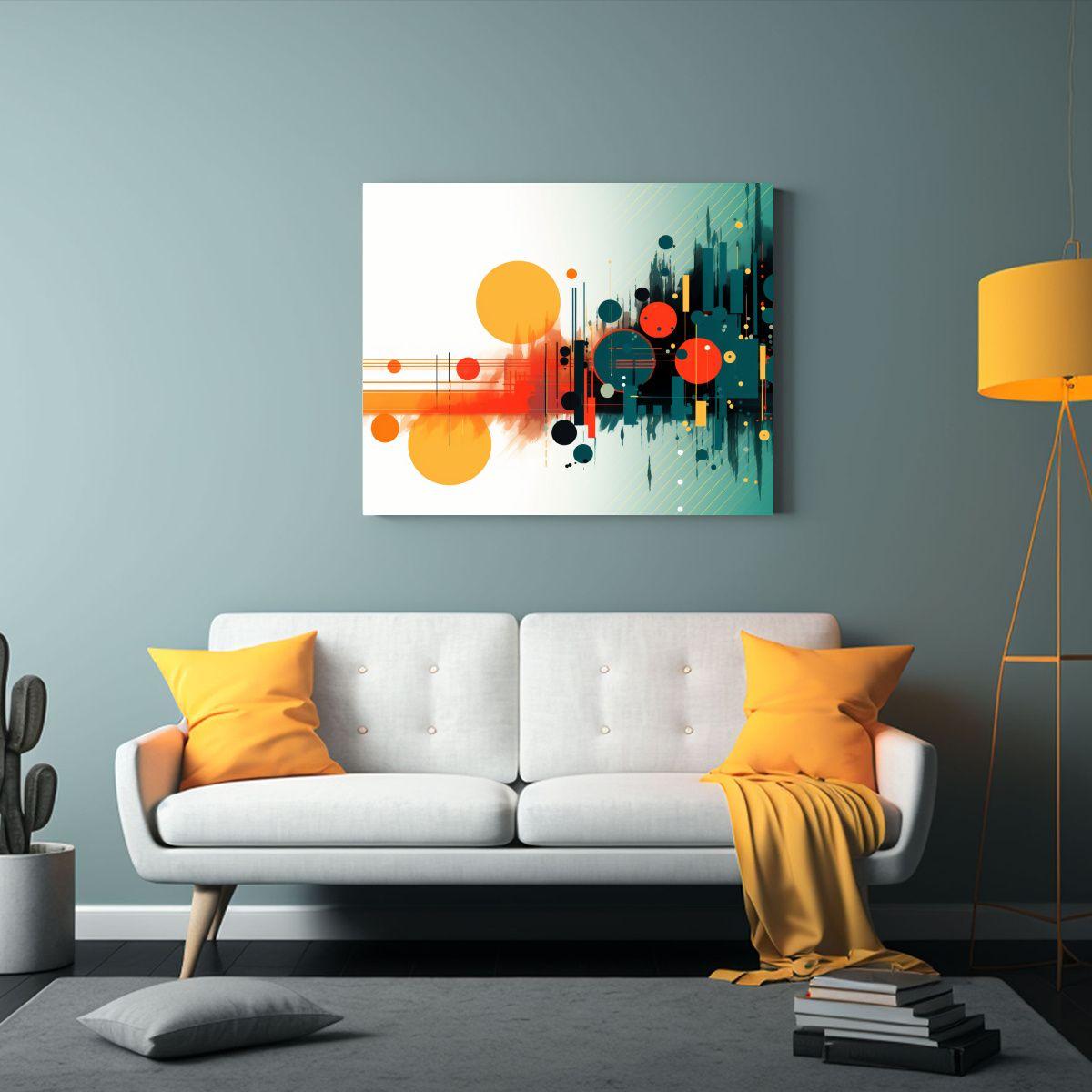 Arte Abstracto En Lienzo Con Temática Tecnológica Para Dec 90x60cm-2