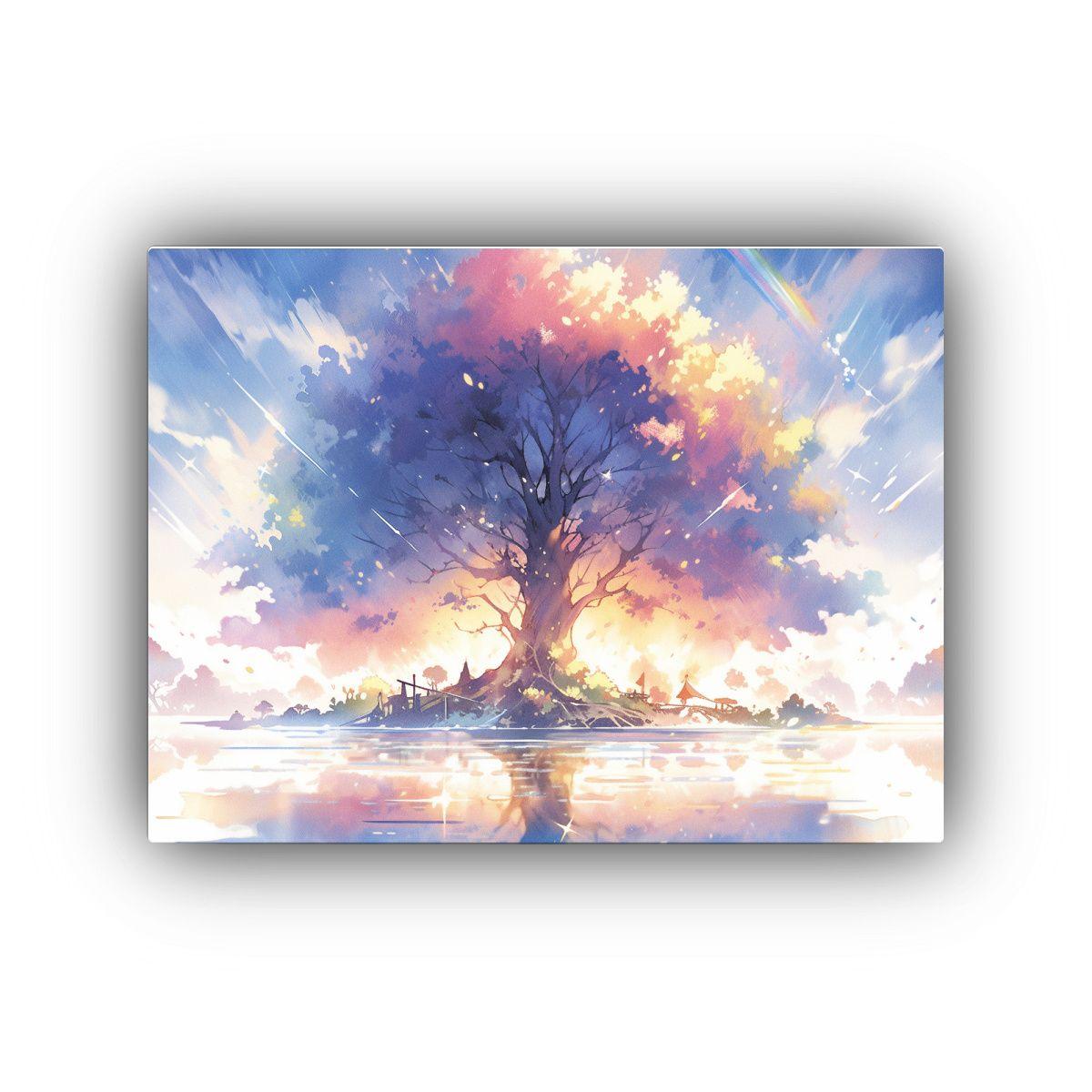 Cuadro Abstracto Arcoíris Árbol Manglar En Acuarela 60x40cm-0