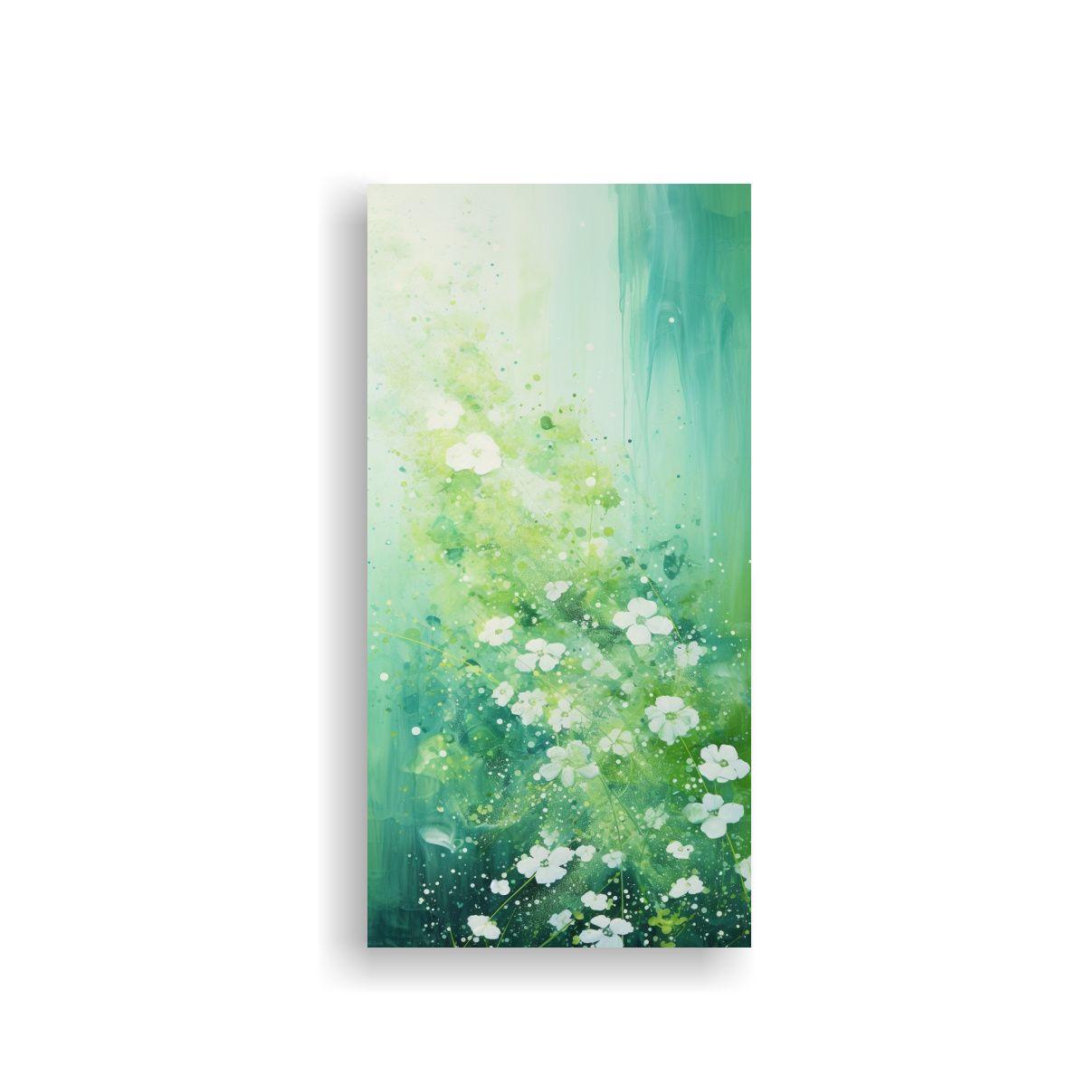 Lienzo Patron Intenso En Verde Y Plata, Estilo 40x80cm-0