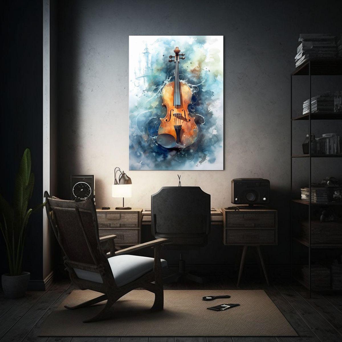 Pintura Decorativa Acuarela Cello Fantasía Oscura 20x30cm-2