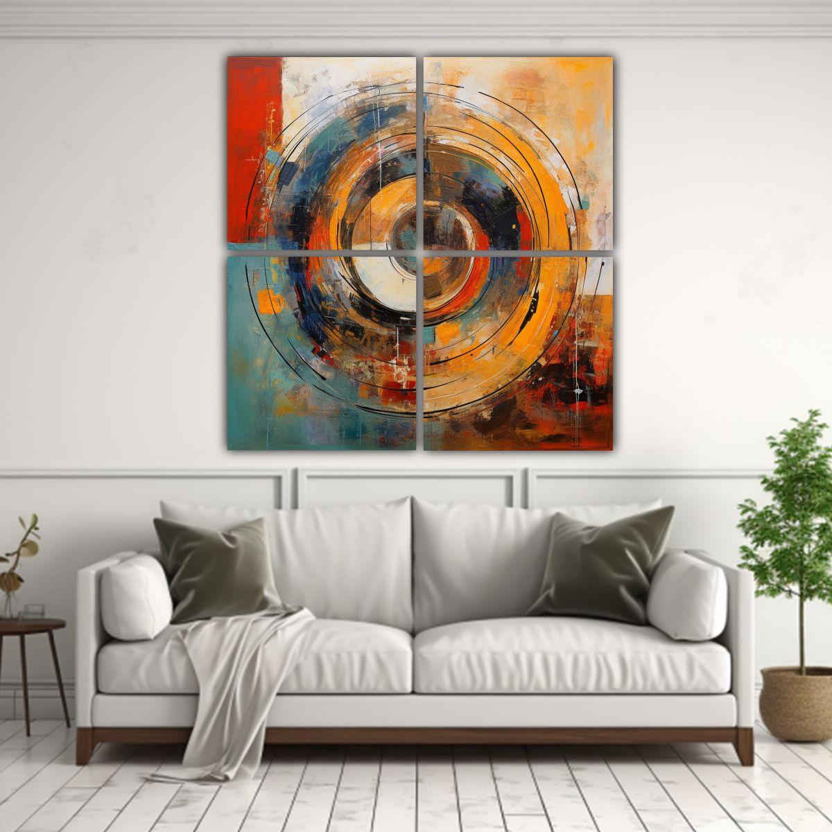 4 Lienzos Arte Mural Circle Expresionismo Alta 200x200 Cm-2