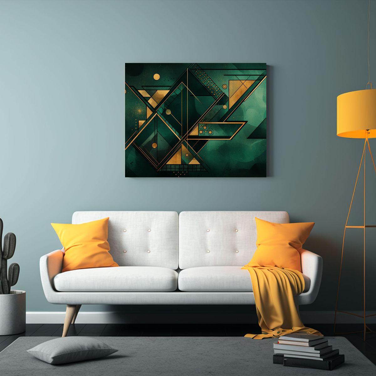 Lienzo De Tela Con Formas Geométricas En Estilo Dibujado A  50x40cm-2