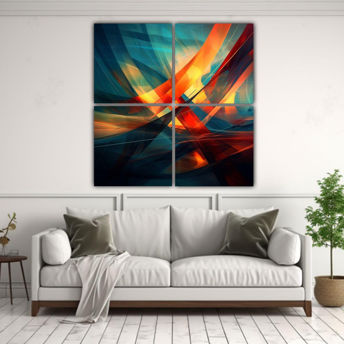 Pintura Decorativa Abstracta Con Composición 140x140 Cm-2