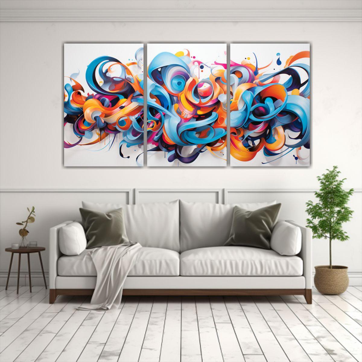 Cuadros Dibujo Expresividad Patrones Energéticos 120x60 Cm-2