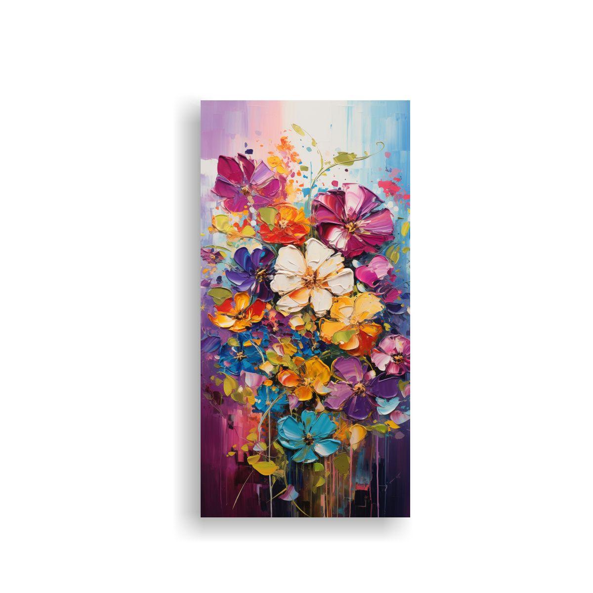Cuadro Lienzo Vintage Con Pintura De Una Flor 30x60cm-0