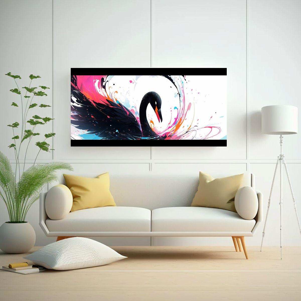 Pintura Decorativa Neo Pop Estilo Mediano Con Cisn 60x30cm-2
