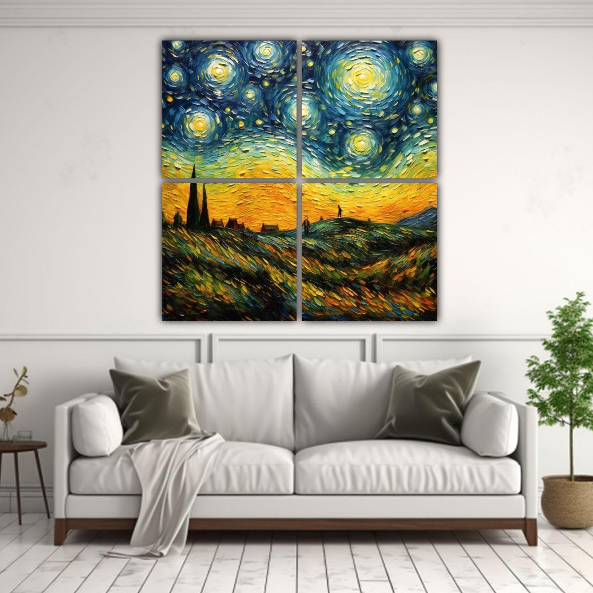 4 Cuadros De Pared Estilo Vintage Inspirados En 140x140 Cm-2