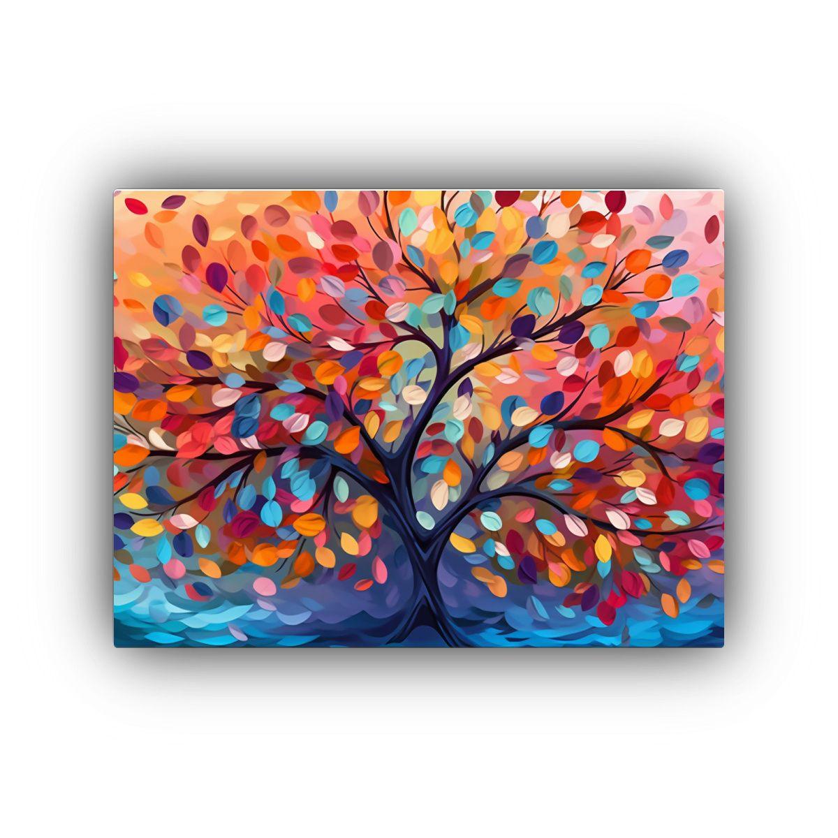 Cuadro De árbol Colorido Con Hojas En Ramas Colgantes Para  60x40cm-0
