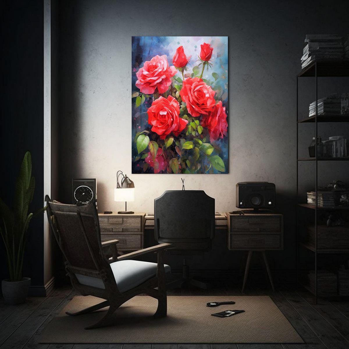 Pintura Acuarela Apasionada Y Audaz De Rosas 60x90cm-2
