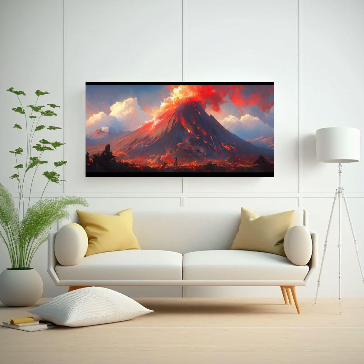 Pintura Abstracta Innovadora Del Volcán Con Color 60x30cm-2