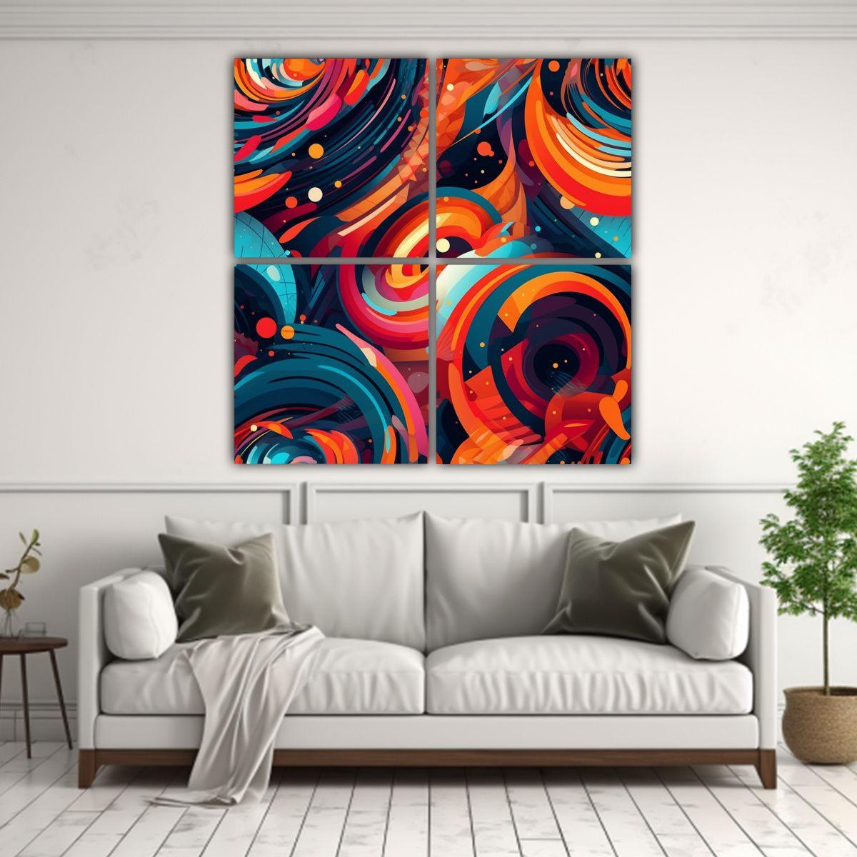 Exposición Telas Geométricas Vibrantes En 60x60 Cm-2