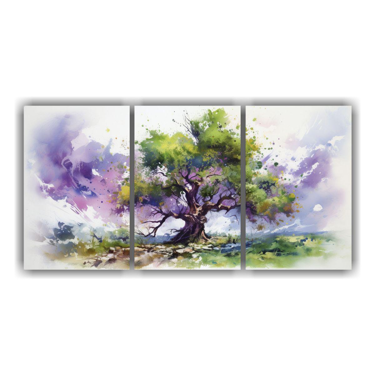 Conjunto De 3 Lienzos De Tela Reflejo De Un Roble 240x120 Cm-0