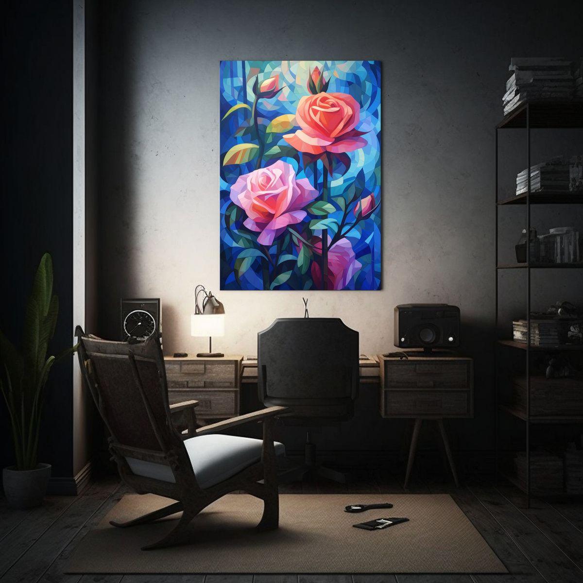 Cuadro De Decoración Floral Rosa Calidos De 60x90cm-2