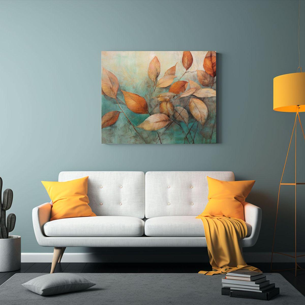 Pintura Inspiradora De Estrellas Y Hojas En Tonos 90x60cm-2