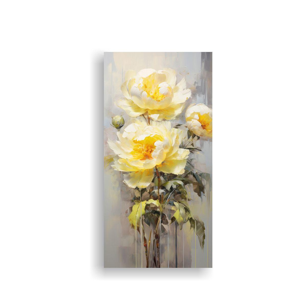 Pintura En Lienzo Estilo Estrellado De Peonías 70x140cm-0