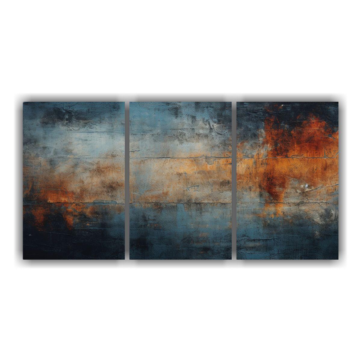 Tres Lienzos Patron Intenso Para Oficina 150x75 Cm-0