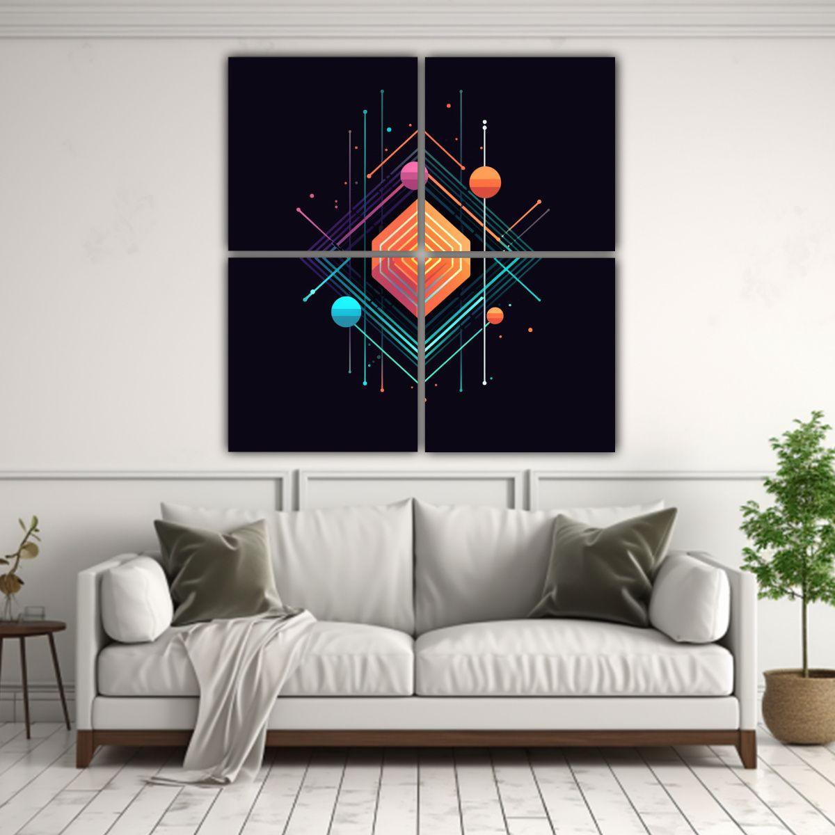 Cuadro De Geometría En Lienzo Duradero 80x80 Cm-2