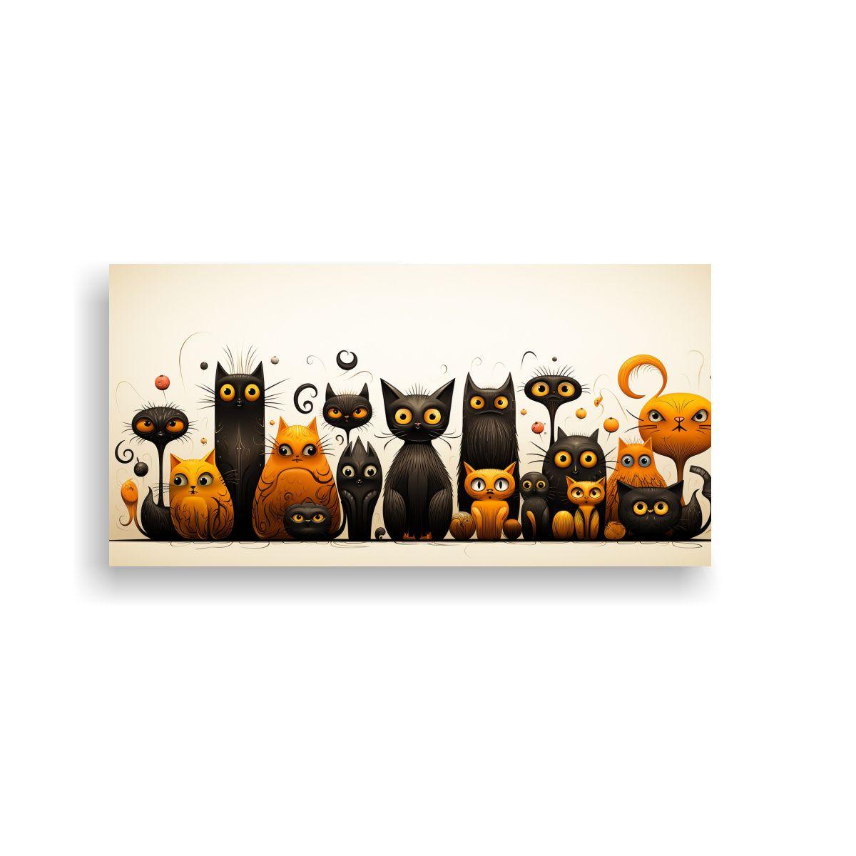 Cuadros Abstractos De Gato Negro Con Variedad De 160x80 Cm-0