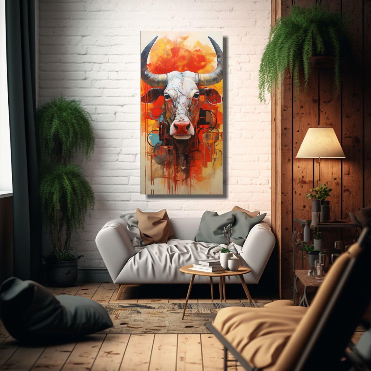 Cuadros Toros Abstractos De Arte Gráfico Impreso 50x100cm-2