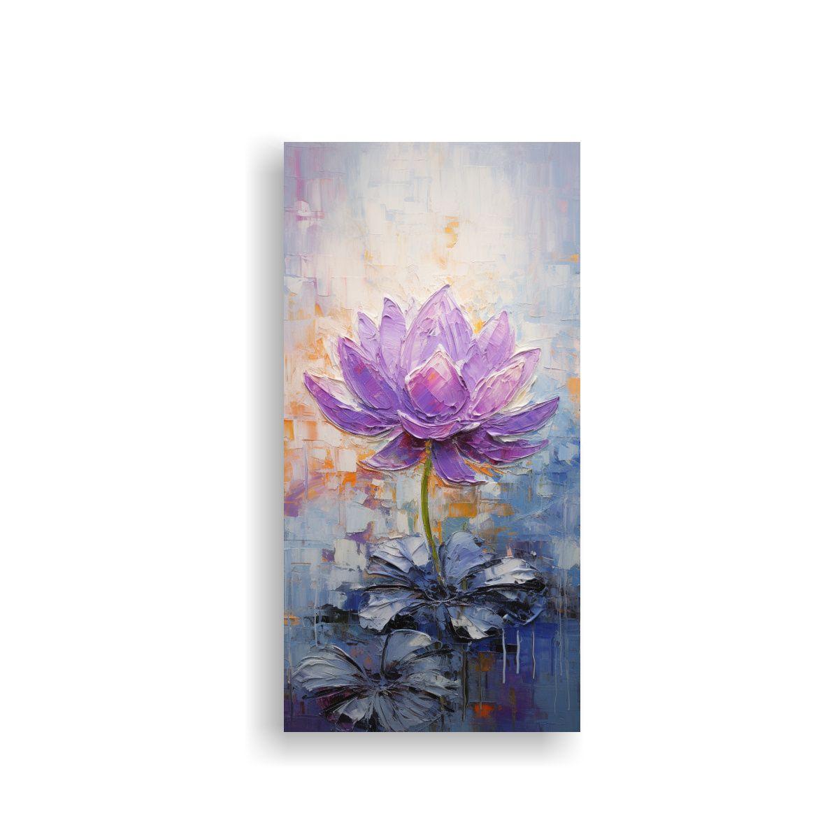 Pintura Lienzo Líneas Finas Única De Loto 30x60cm-0