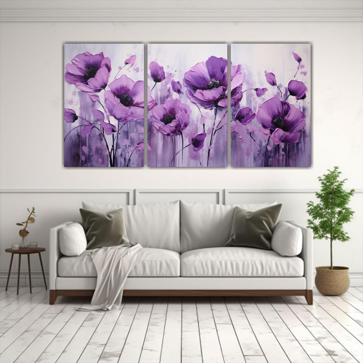 3 Lienzos De Tela Acuarela Naturaleza Viva 150x75 Cm-2