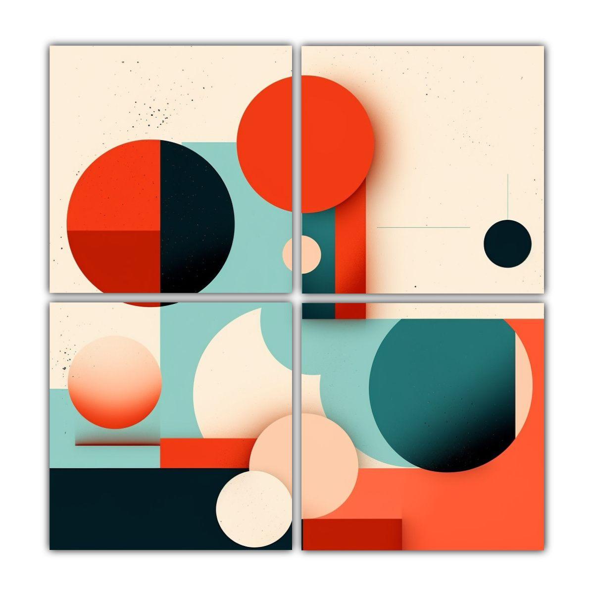 Cuadriptico Minimalista Abstracto Con Movimiento 100x100 Cm-0