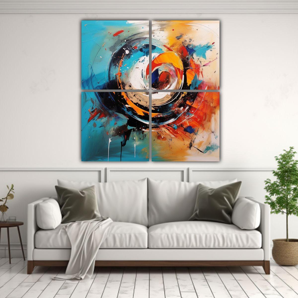 Pintura Abstracta Profesional En Bastidor Cuatro 180x180 Cm-2