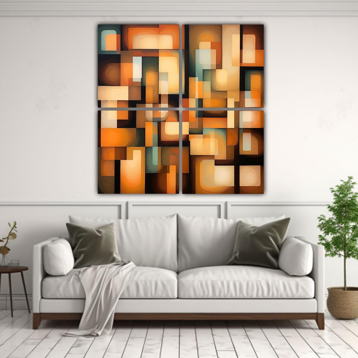 Cuatro Lienzos De Tela Conceptual Para Cuarto 140x140 Cm-2