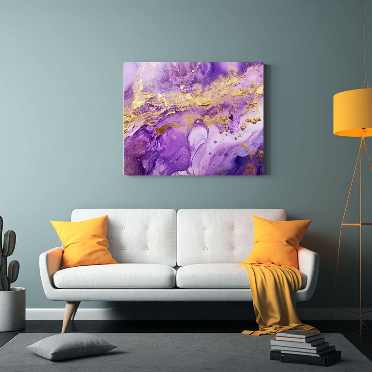 Pintura Abstracta De Lujo En Técnica De Arte Fluido Para De 60x40cm-2