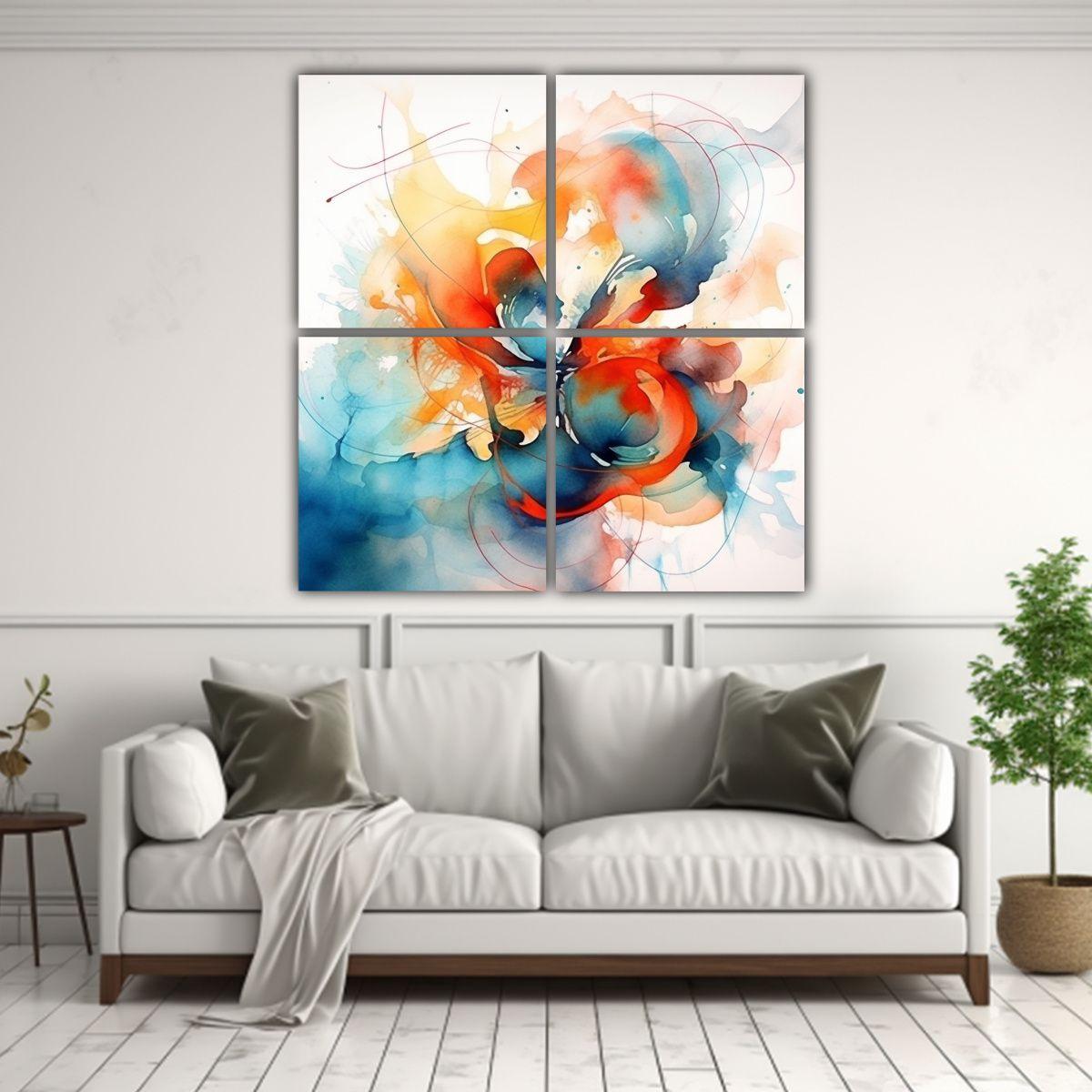 Cuadros Abstracción Mural Estilo Acuarela 140x140 Cm-2