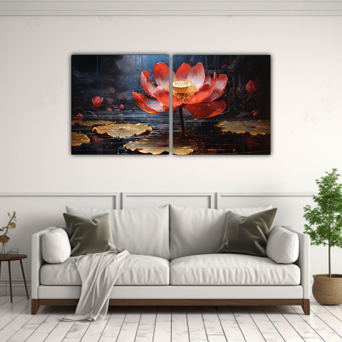 Cuadros Tela Sublimada Detalles Intrincados Lotus 80x40 Cm-2
