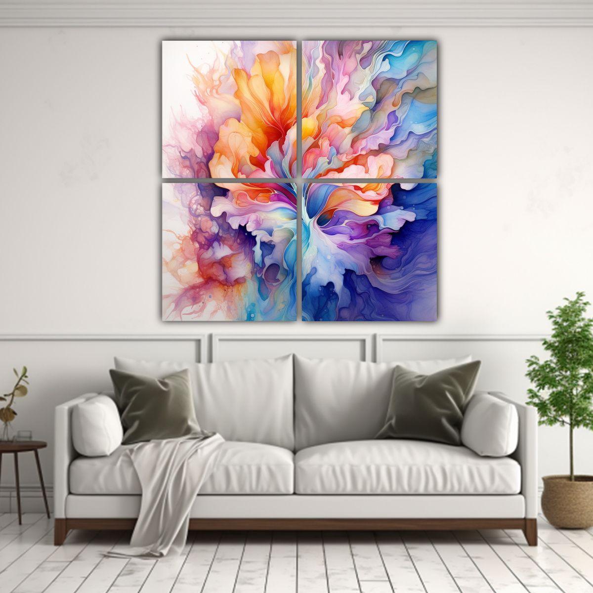 Cuadriptico Abstracto Desplegando Fractalmente 180x180 Cm-2