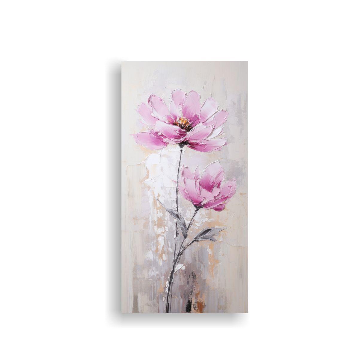 Cuadro Tonos Personalidad De Pintura Floral Rosa 30x60 Cm-0