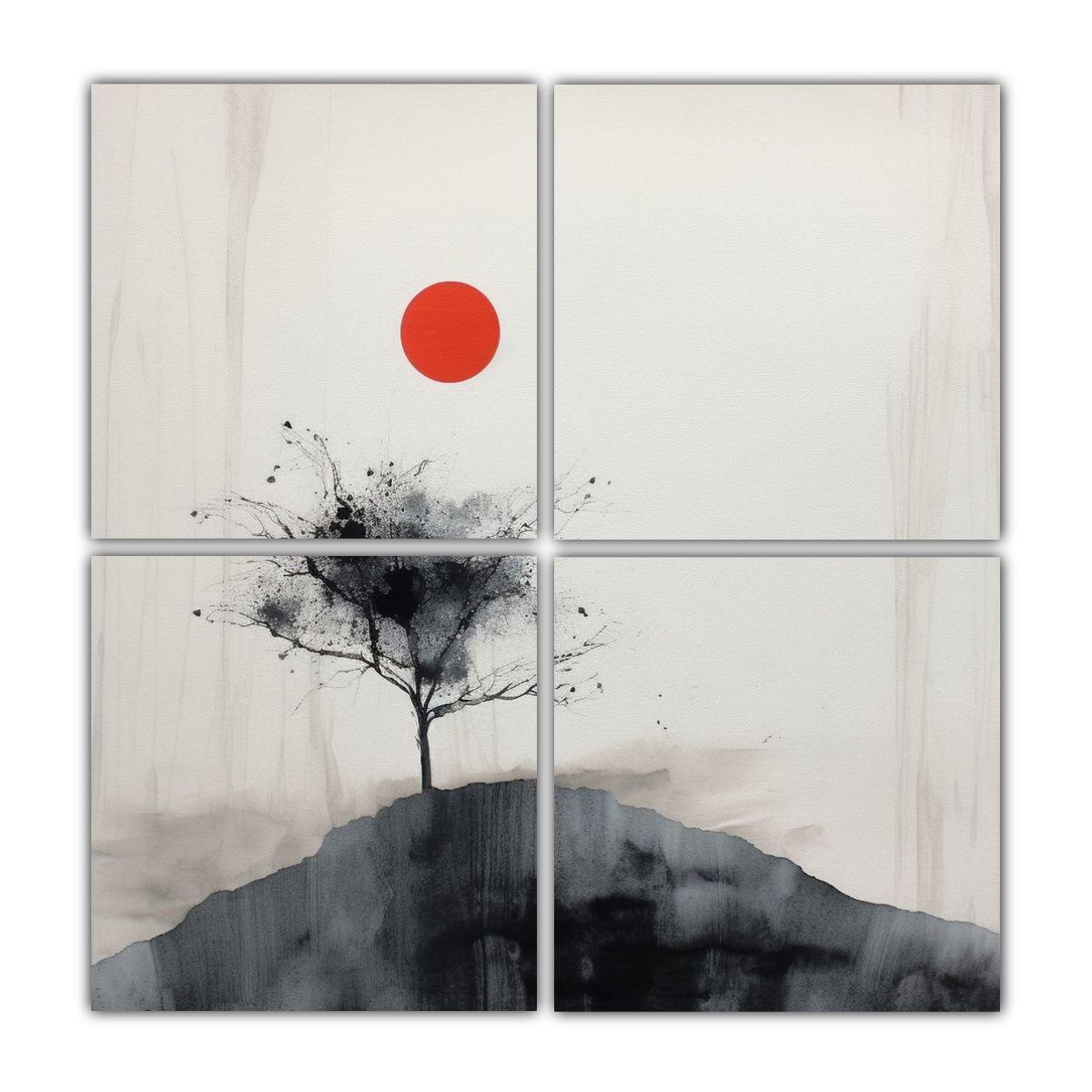 Cuatro Pinturas Abstractas Minimalistas En 40x40 Cm-0