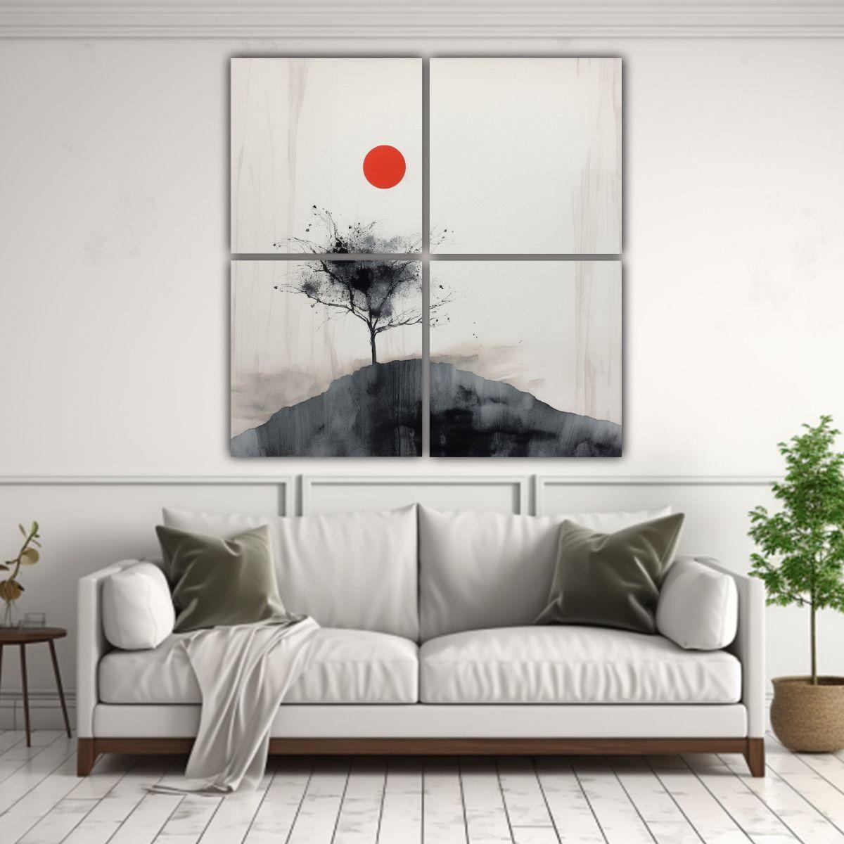 Cuatro Pinturas Abstractas Minimalistas En 40x40 Cm-2