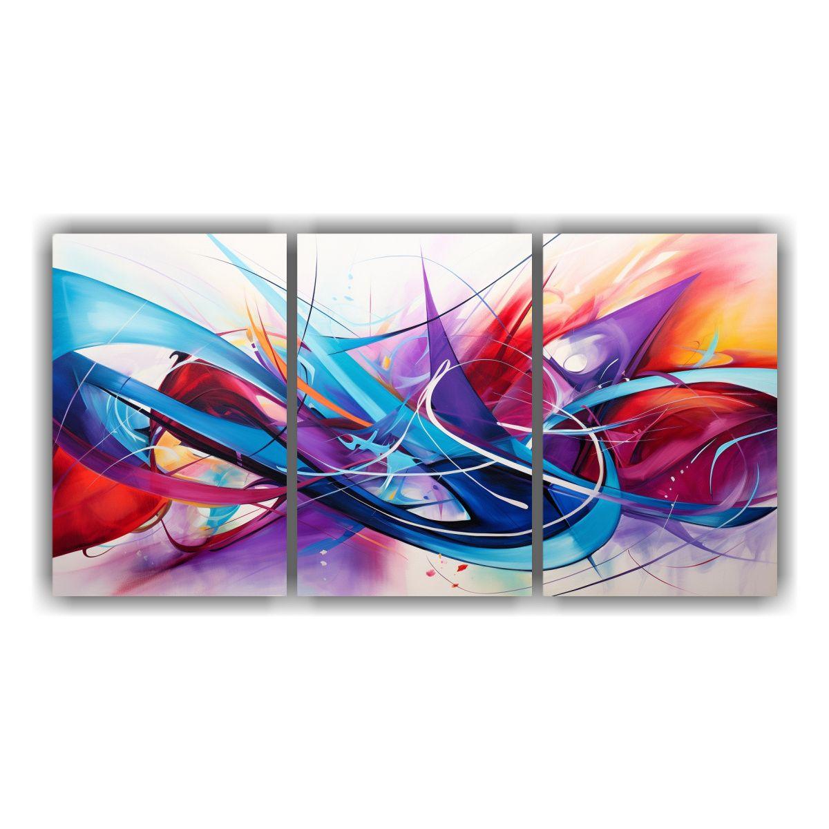 Conjunto 3 Lienzos Tema Figuras Abstractas 90x45 Cm-0