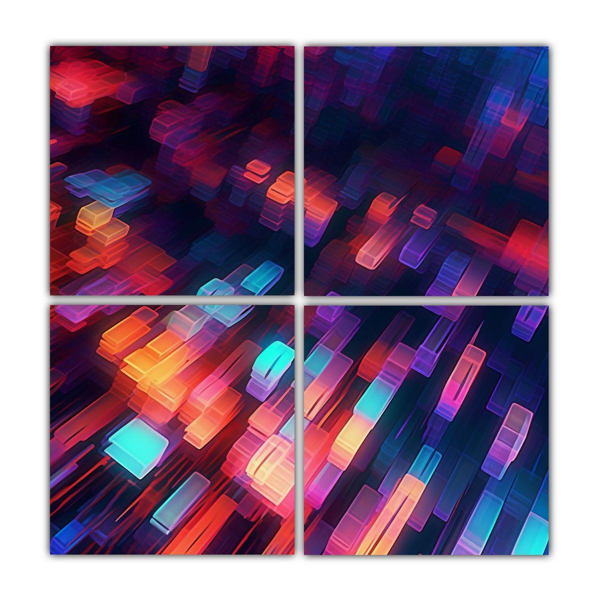 Cuatro Cuadros Conceptuales De Textura Abstracta 40x40 Cm-0