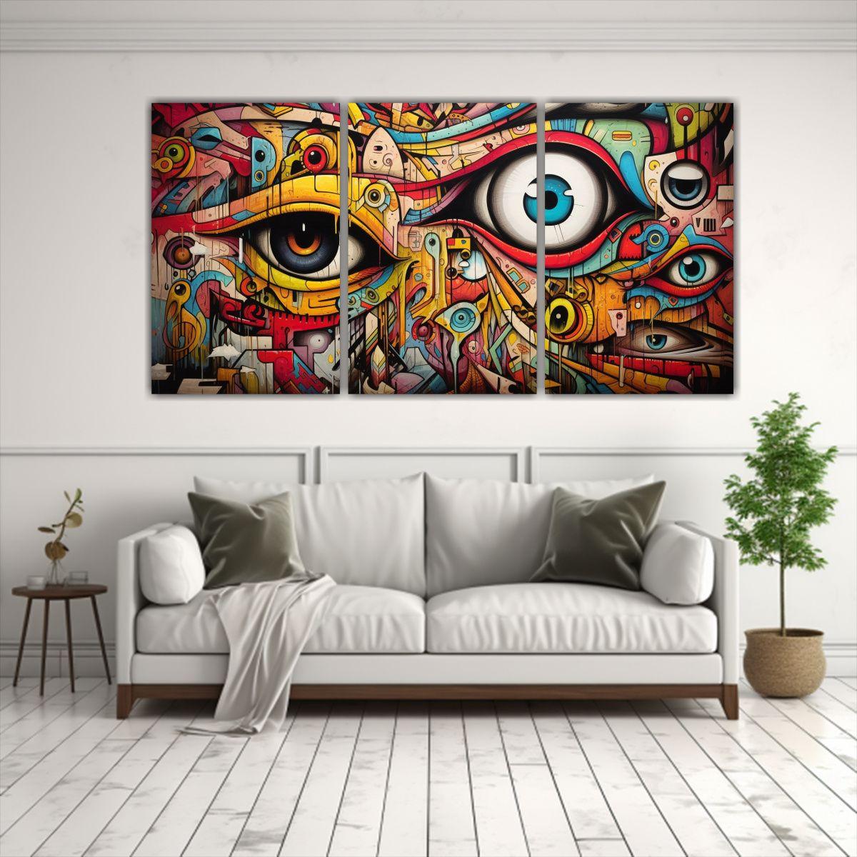 Cuadro Decorativo Con Cuadro De Ojos Abstractos 120x60 Cm-2