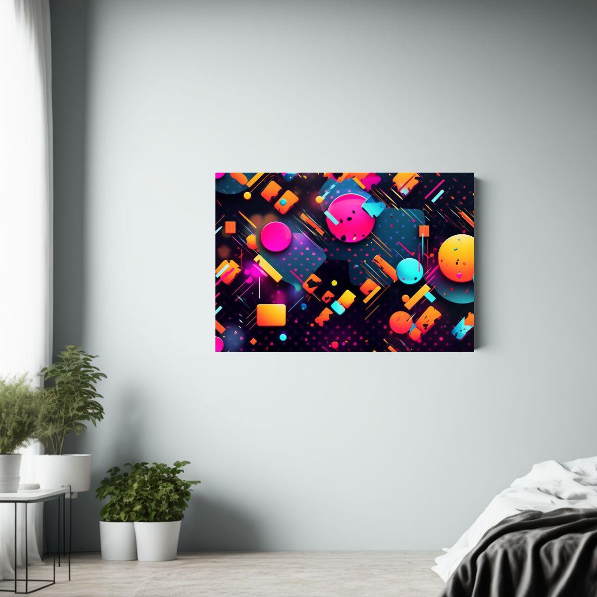 Cuadro Intenso: Diseño Gráfico Formas Colores Caos Geometr 90x60cm-2