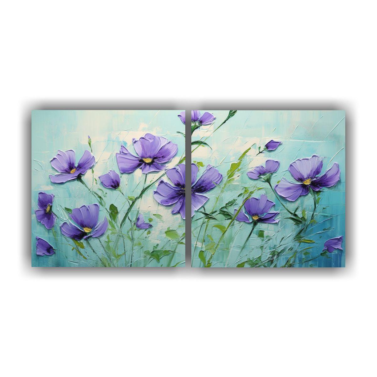 2 Fine Arts Impreso Visual Flores En Verde Y 80x40 Cm-0