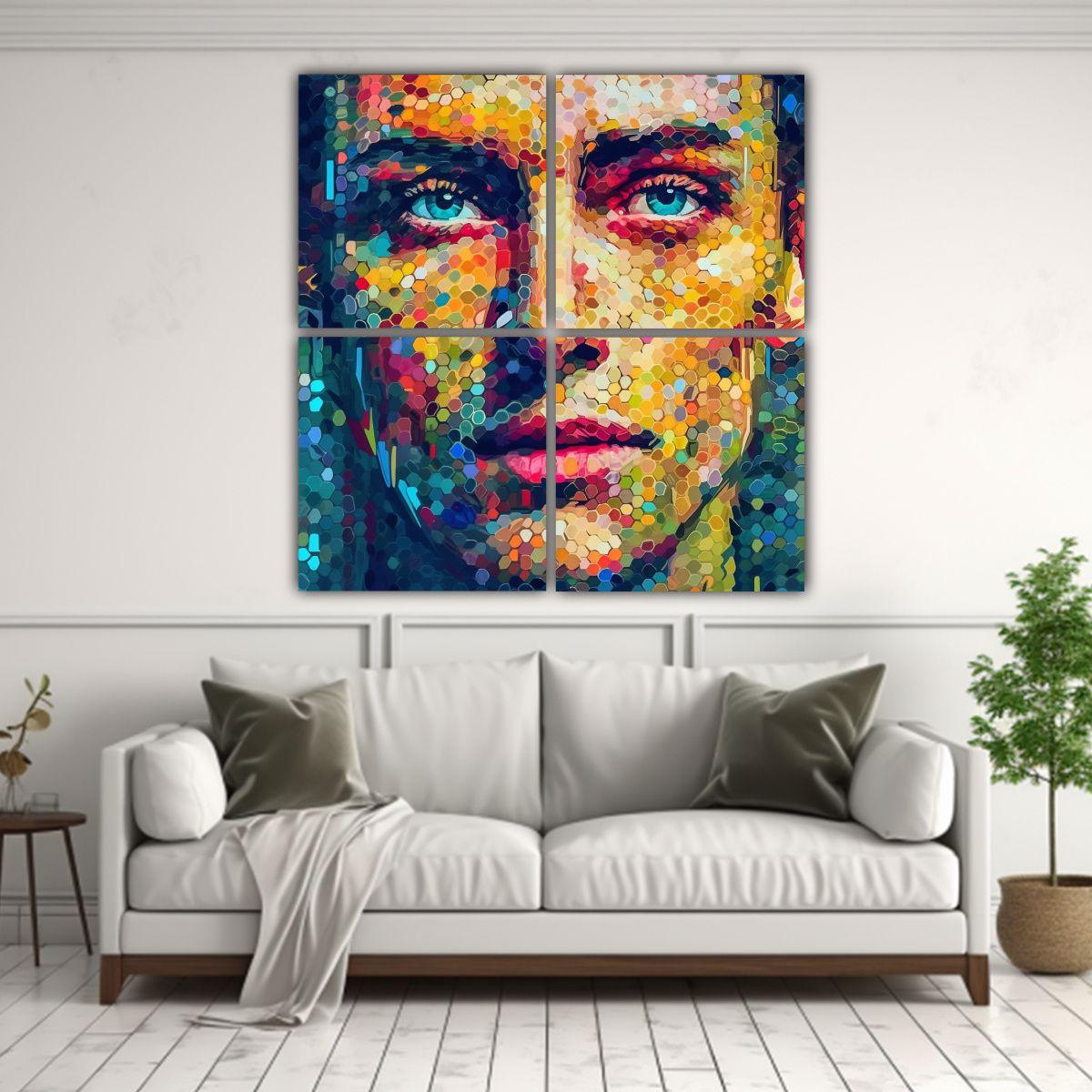 Pinturas Abstractas Estilo Decorativo En 4 Lienzos 180x180 Cm-2