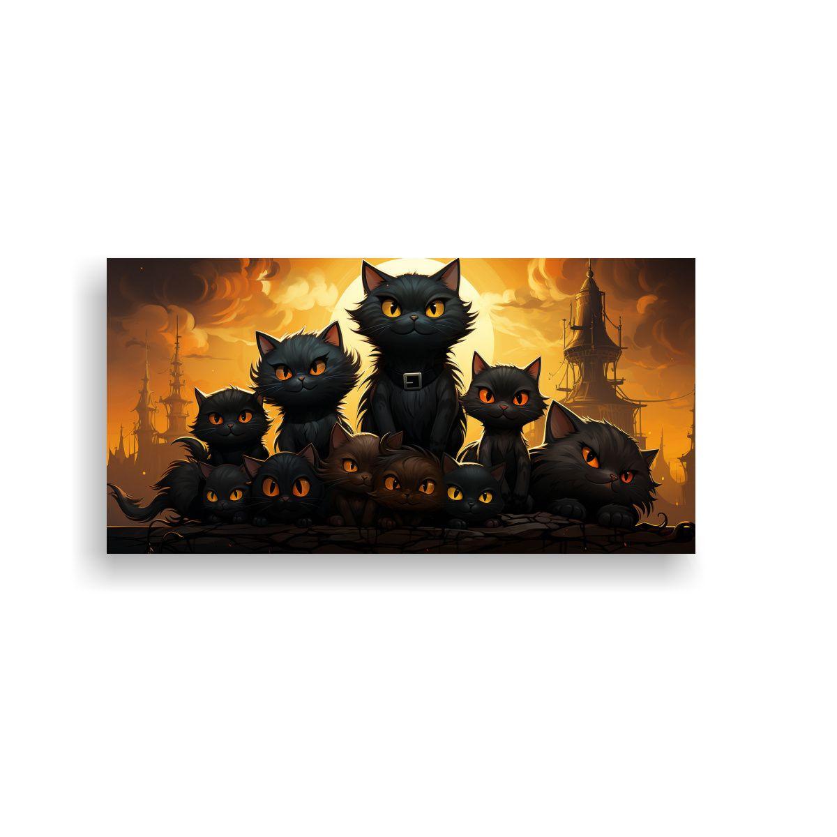 Pinturas Decorativas: Gatos Negros En Equilibrio 80x40cm-0