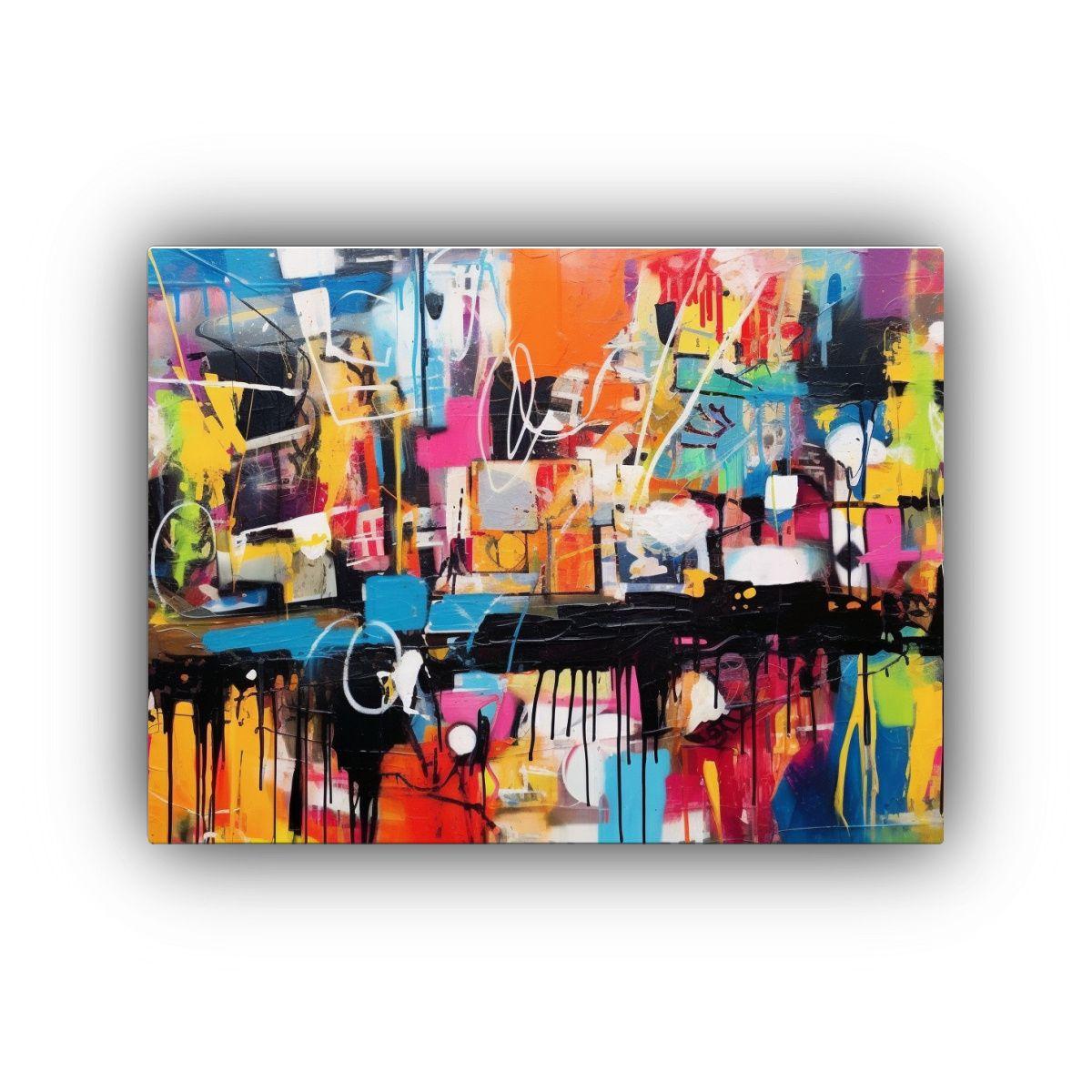 Cuadro De Pared Abstracto: Inspiración Street Art Para Deco 75x50cm-0