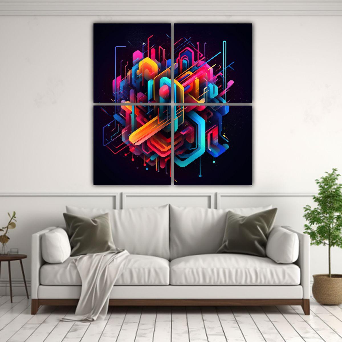Cuadros Abstractos Para Oficina: Composiciones 120x120 Cm-2