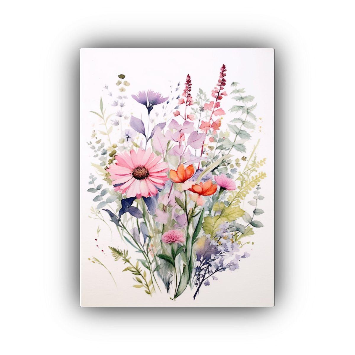 Arte De Pared Botánico En Acuarela De Alta 50x75cm-0
