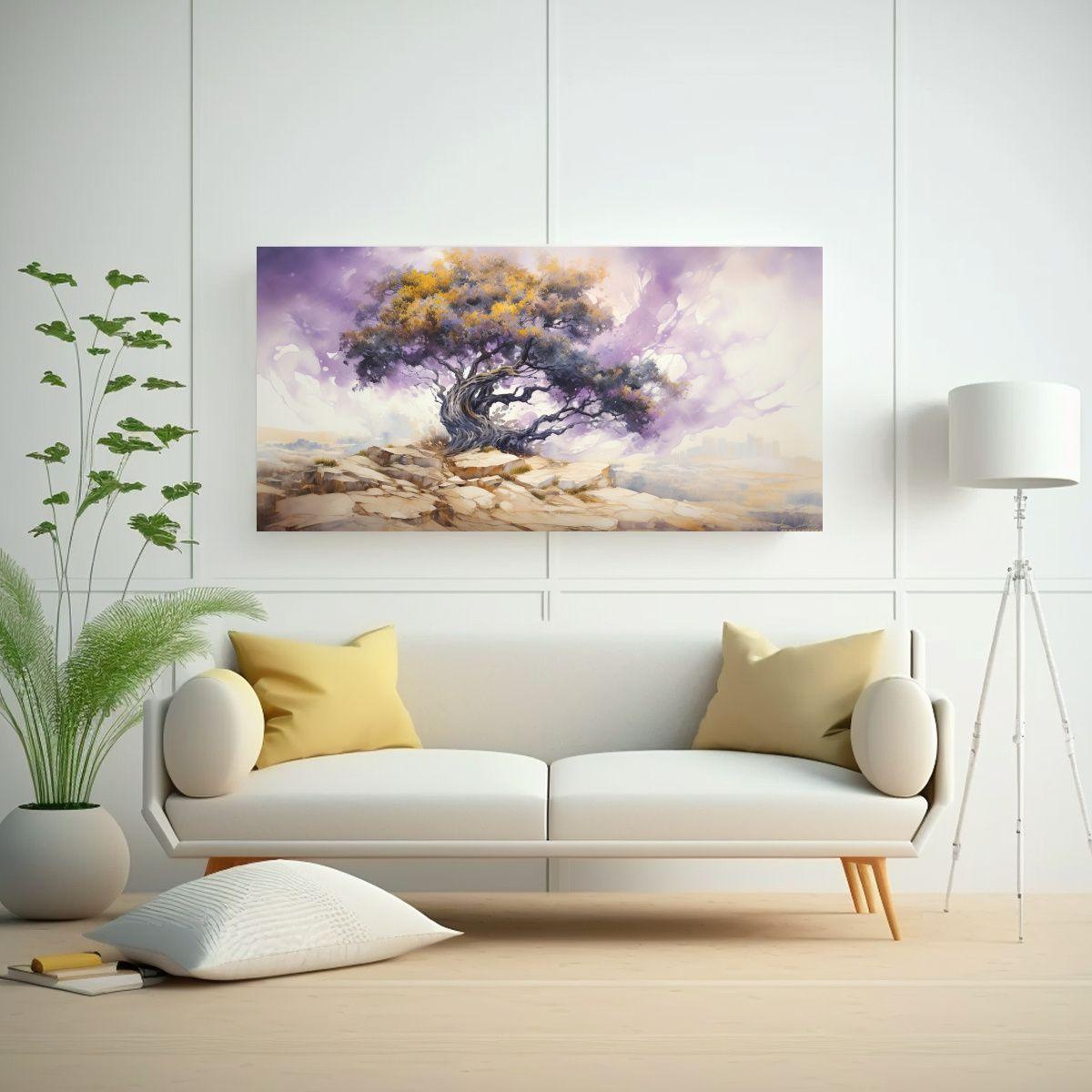 Pintura Abstracta En Bastidor De árbol De Enebro  60x30cm-2