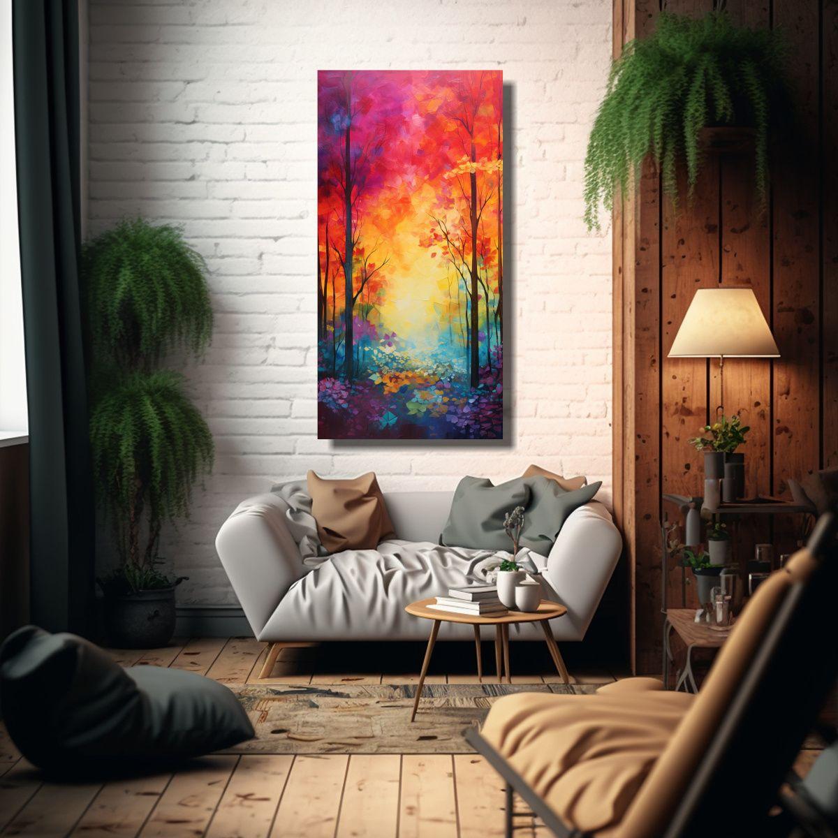 Pintura Decorativa Abstracta Del Bosque En Estilo 70x140cm-2