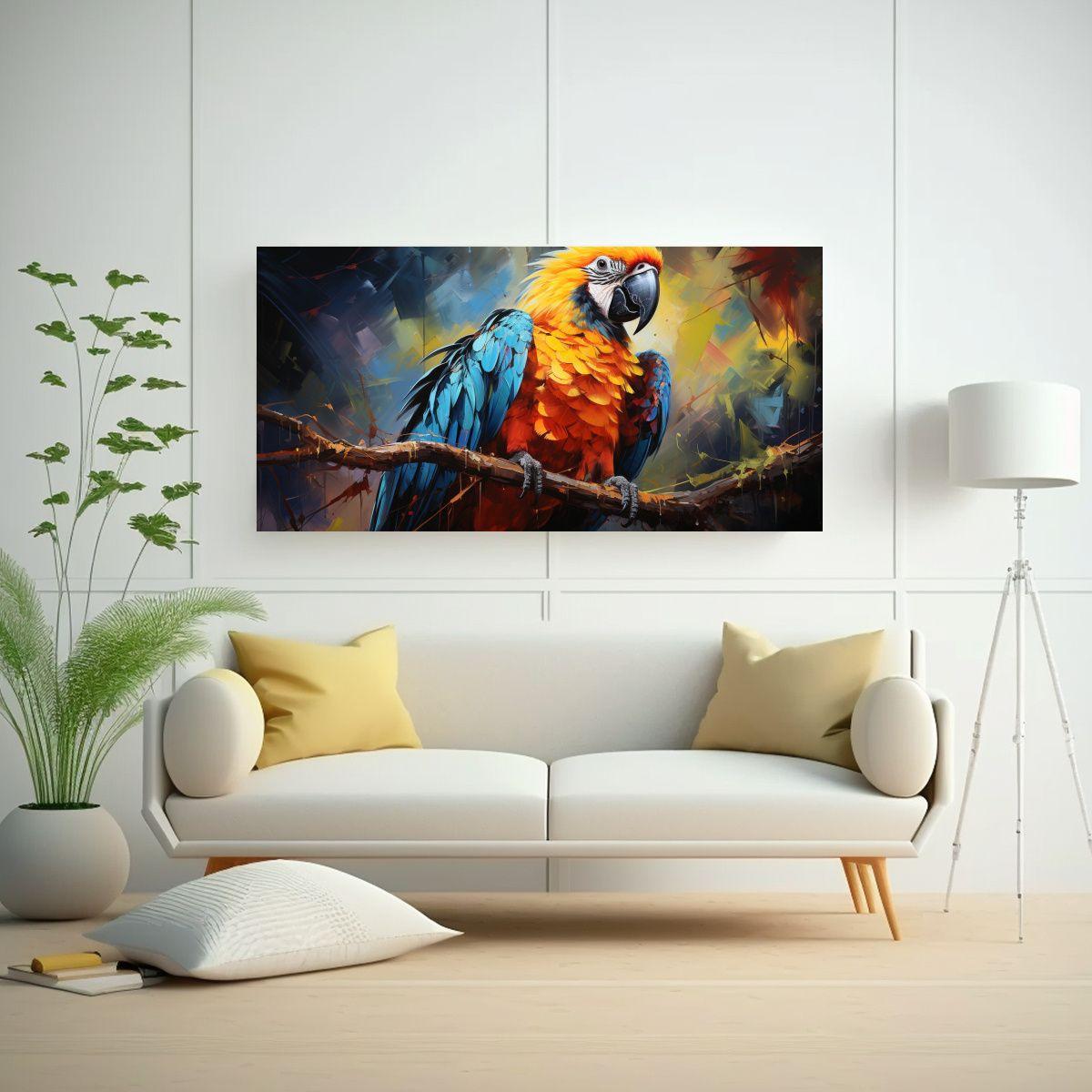 Pintura Al Estilo óleo De Estilo Macaw En Tonos 40x20cm-2