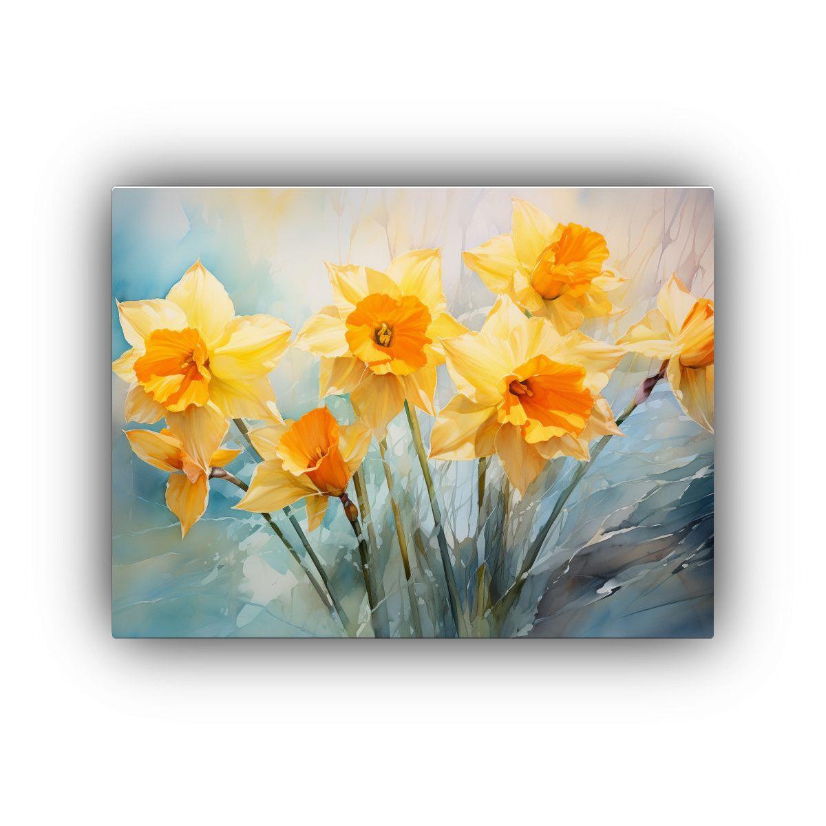 Flores De Narcisos Amarillos Y Naranjas En Pinturas Abstract 65x50cm-0